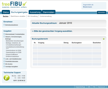 FreeFIBU - kostenlose Online-Buchhaltung