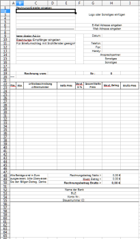 Rechnungsvorlage für Excel