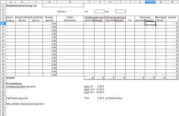 Kostenlose Excel-Vorlage Reisekostenabrechnung
